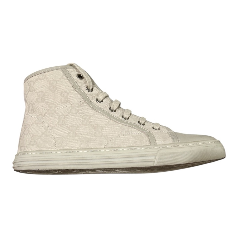 Gucci Brooklyn GG High Top Sneakers White Gray Monogram EU 37.5 US 7.5 Cap Toe - Picture 5 of 13